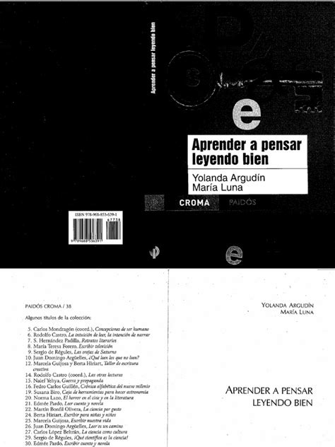 Argudin Y 2007 Aprender A Pensar Leyendo Bien Paidos Mexico