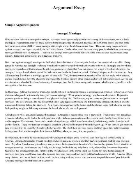 Argument Essay Examples