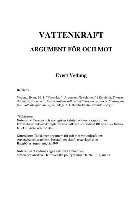 argument för vattenkraft