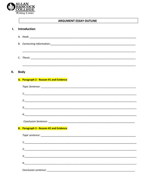 Argument Paper Template