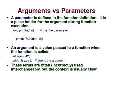 Argument Vs Parameter