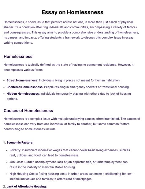 Argumentative Essay About Homelessness