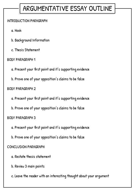 Argumentative Essay Outline Worksheet
