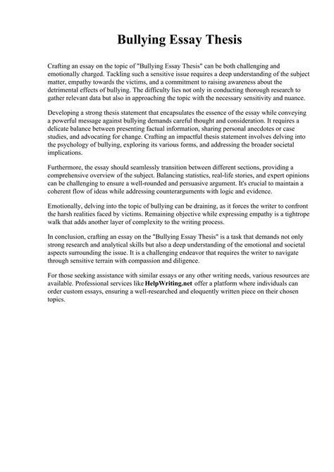 argumentative thesis statement about bullying