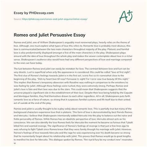Full Download Argumentative Paper On Romeo And Juliet 