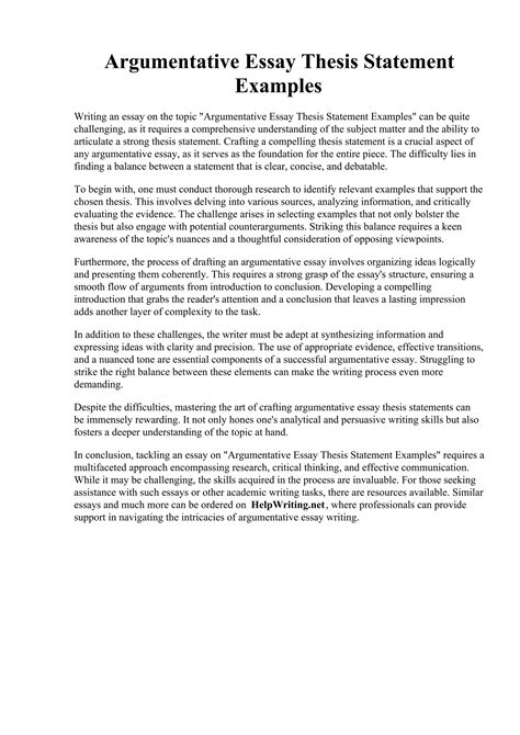 Read Online Argumentative Thesis Paper 