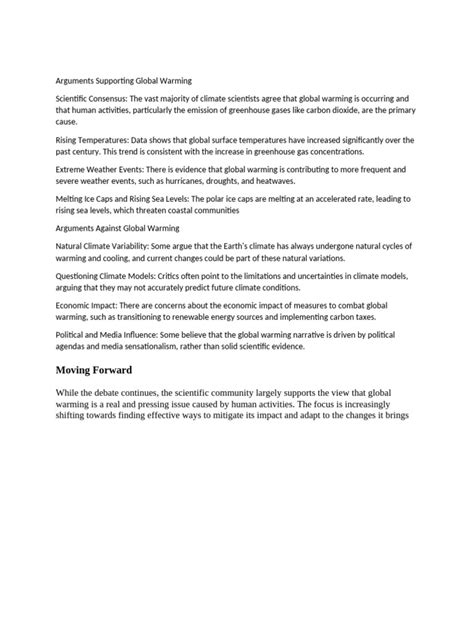 Arguments Supporting Global Warming