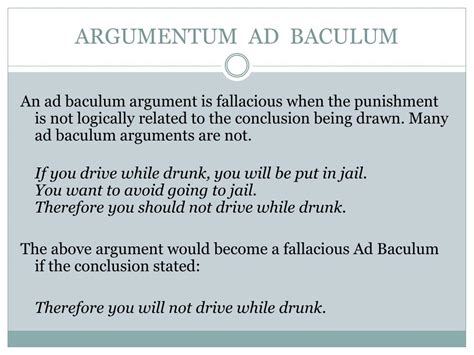 Argumentum Ad Baculum Beispiel