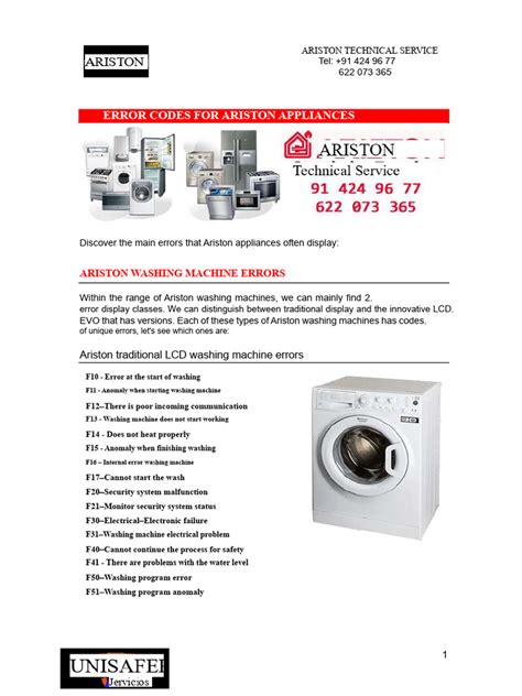 Ariston Washing Error Codes Pdf