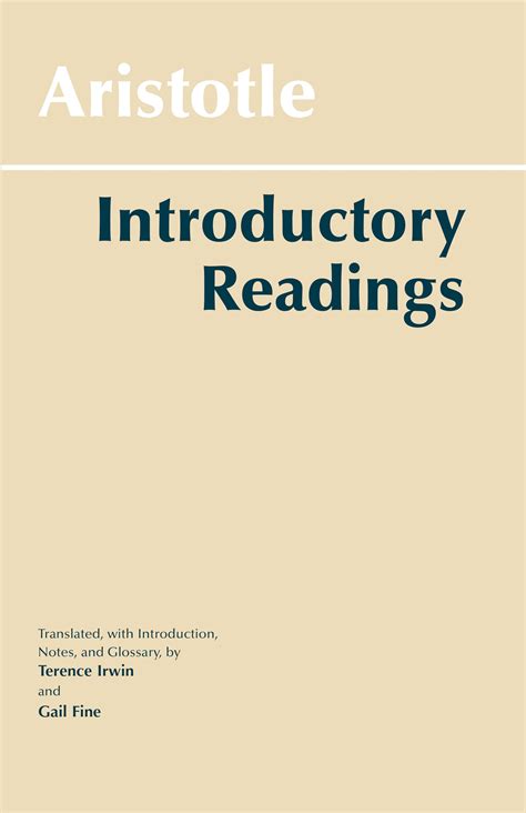 Aristotle Introductory Readings Hackett Classics
