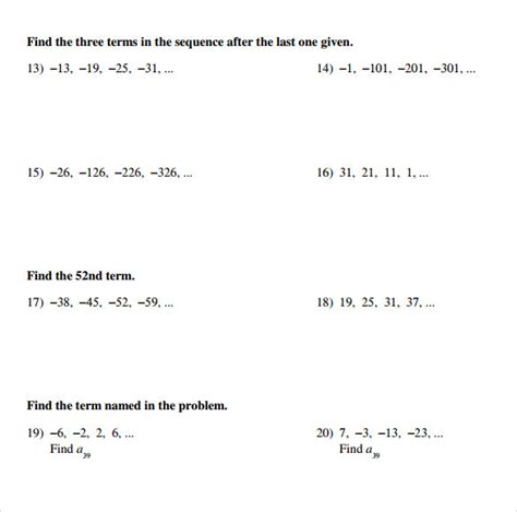 Arithmetic Sequence Practice Problems Chilimath Sequence Practice Worksheet - Sequence Practice Worksheet