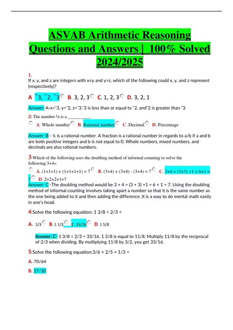 Read Online Arithmetic Reasoning Practice And Answers 
