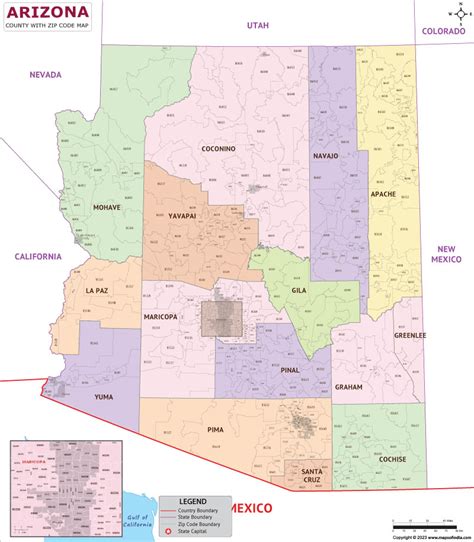 arizona zip code map