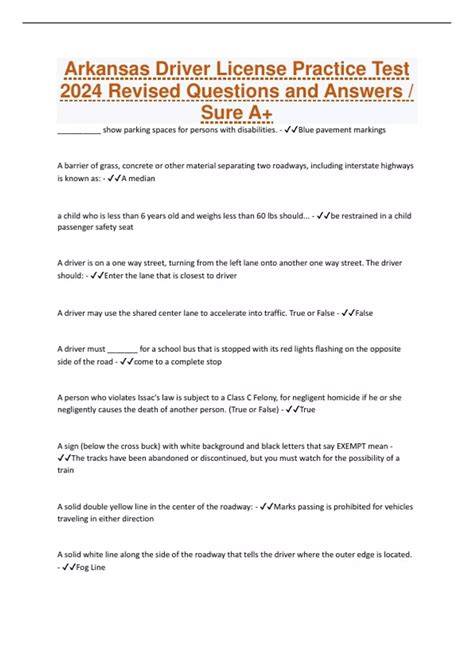 Arkansas Driver's Permit Practice Test