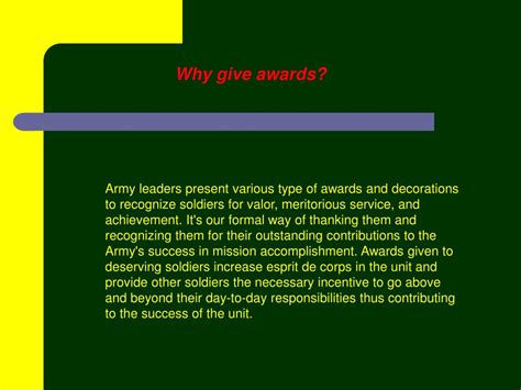 Army Awards Presentation Script