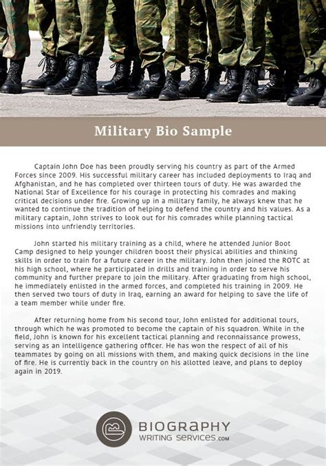 army biography writing tips