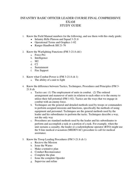Army Infantry Study Guide