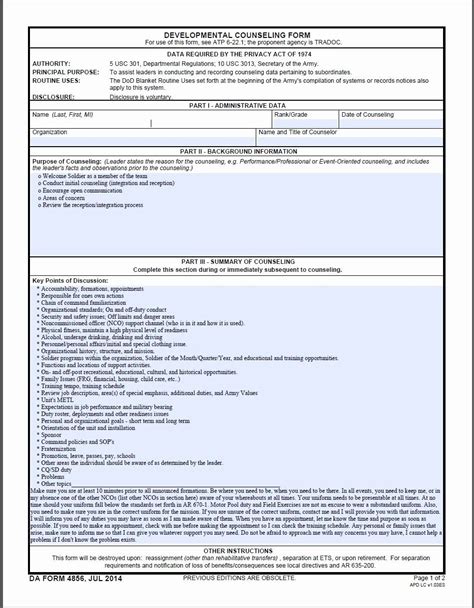 Army Initial Counseling Examples