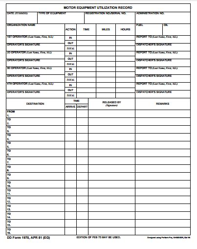 army manual dispatch form