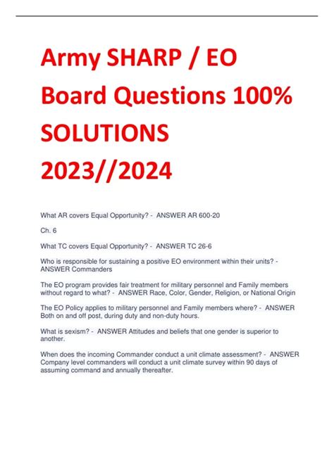 Army Sharp Board Questions