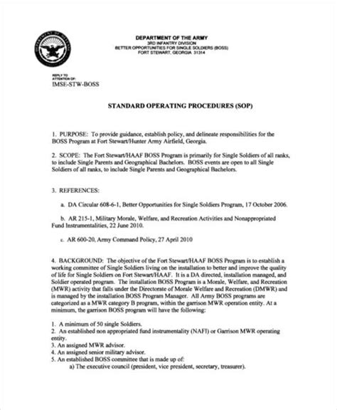 Army Sop Example