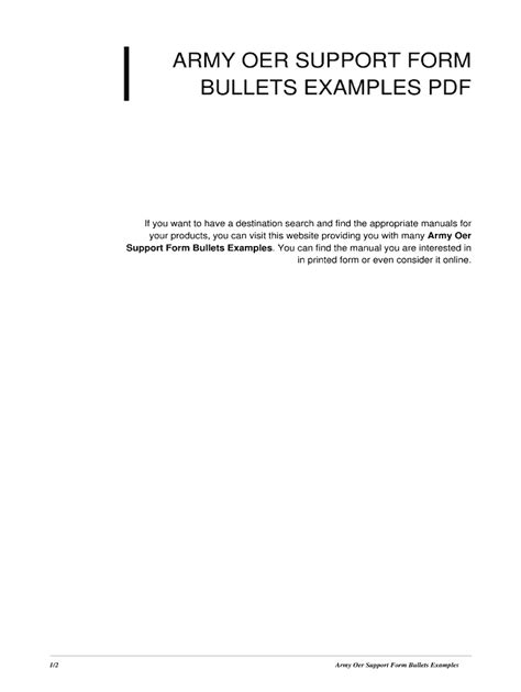 Download Army Oer Support Form Bullets Examples 