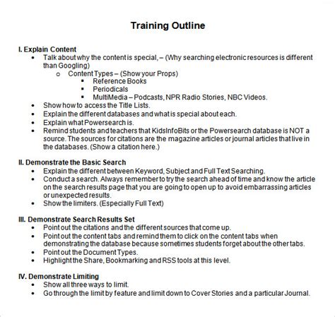 Read Army Training Outline Template 