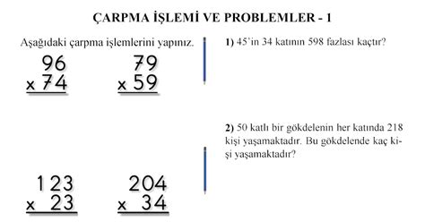 çarpma Işlemi Problemleri