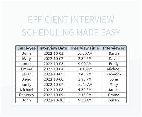 arrange an interview time sample email