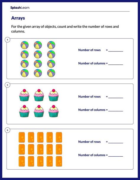 Arrays And Their Attributes Math Worksheets Splashlearn Math Array Worksheets - Math Array Worksheets