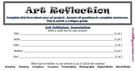Art Criticism Personal Artwork The Smartteacher Art Criticism Worksheet - Art Criticism Worksheet