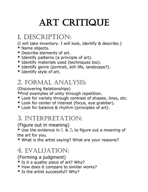 Art Criticism Worksheet Pdf Psychology Psychological Scribd Art Criticism Worksheet - Art Criticism Worksheet