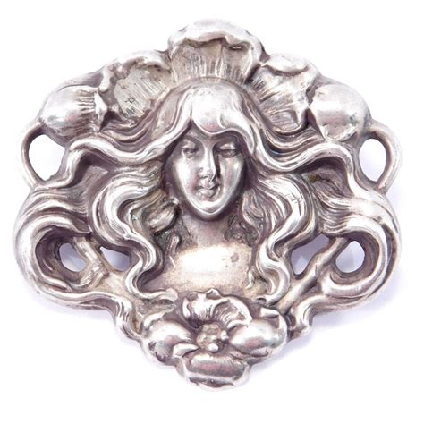 art nouveau 925 silver lady brooch eBay