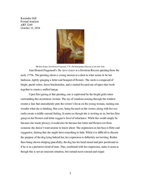 Read Art History Analysis Paper Example 