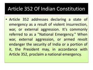 Article 352 Of Indian Constitution