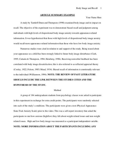Article Summary Example Apa