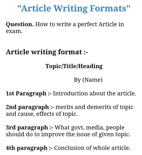 Article Writing Format