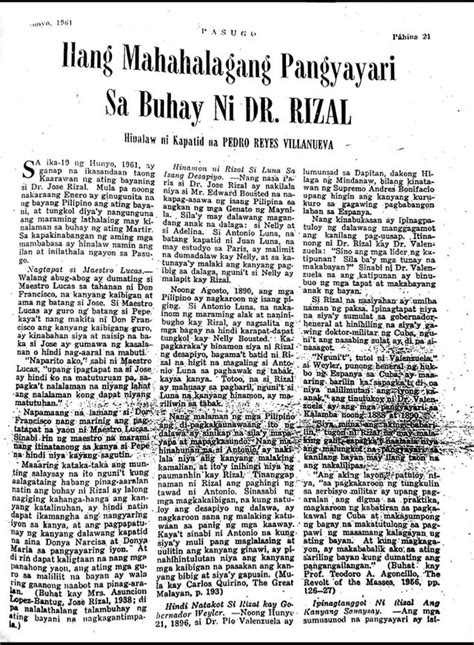 Articles About Rizal