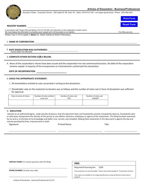 Articles Of Dissolution Business Professional