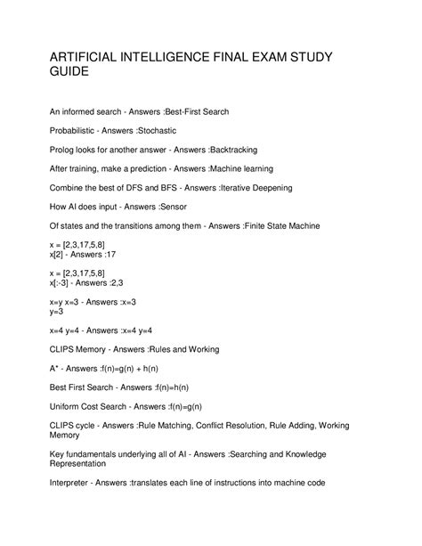 artificial intelligence final exam solution