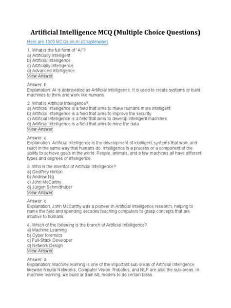 Artificial Intelligence Mcq