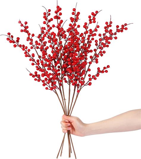 artificial red berry branches