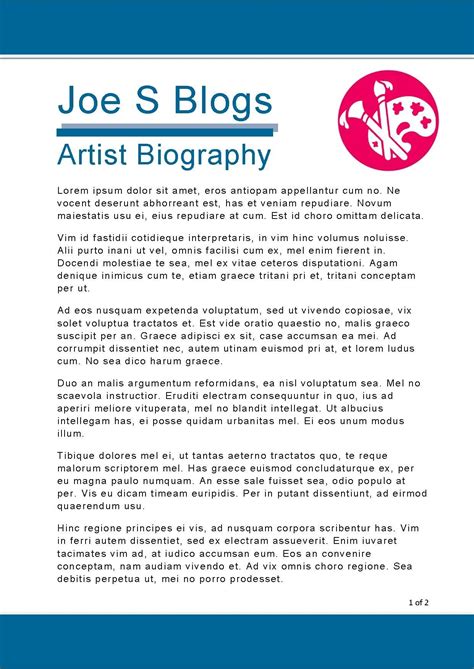 artist biography writing samples