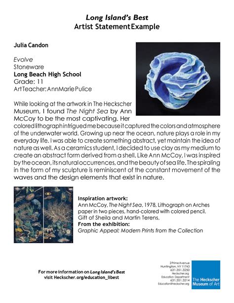 artist statement in gallery format