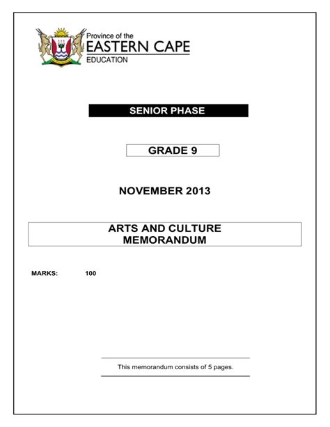 Full Download Arts And Culture Memo Papers Grade 9 