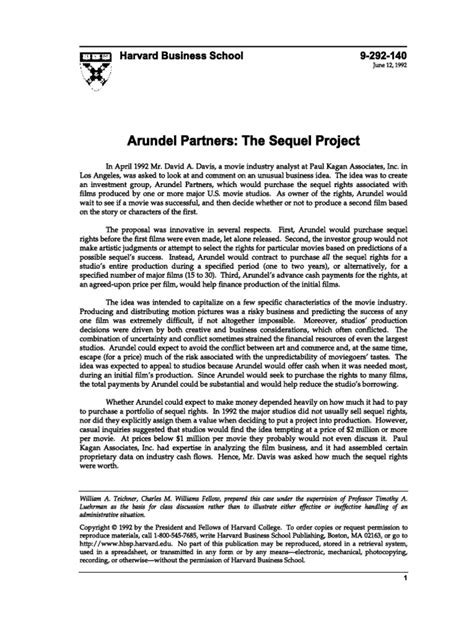 Full Download Arundel Partners The Sequel Project Case Solution Pdf 