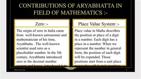 aryabhatta contributions towards mathematics chart