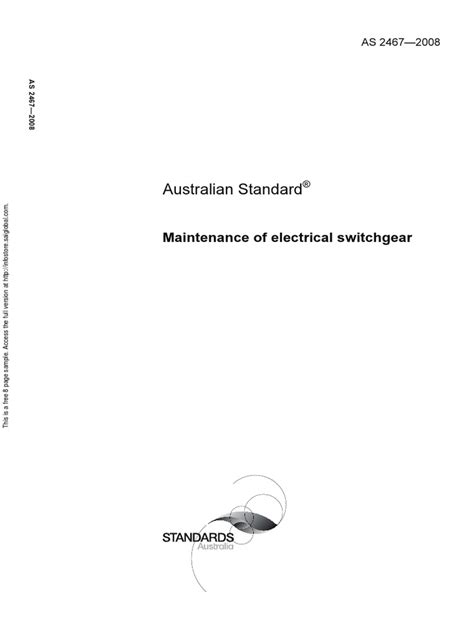 As 2467 2008 Maintenance Of Electrical Switchgear