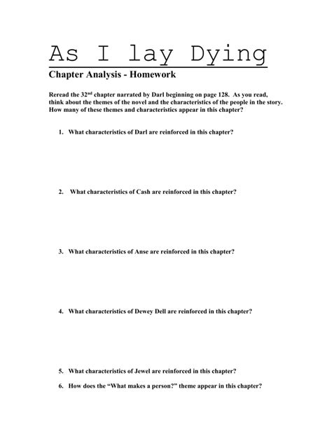 As I Lay Dying Chapter Summaries