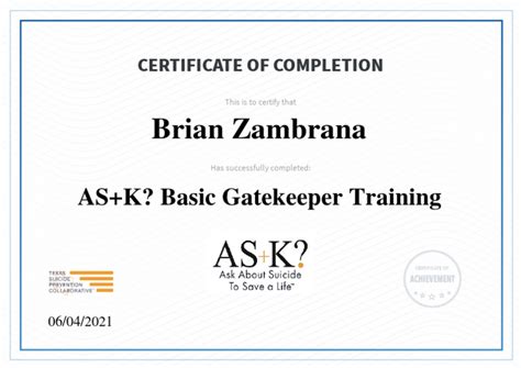 As K Basic Gatekeeper Training Quiz Answers